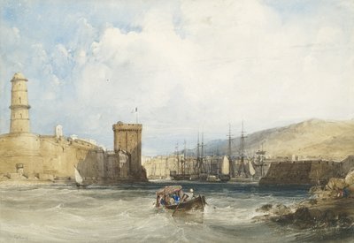 Marseillen sataman sisäänkäynti, n. 1838 tekijältä William Callow