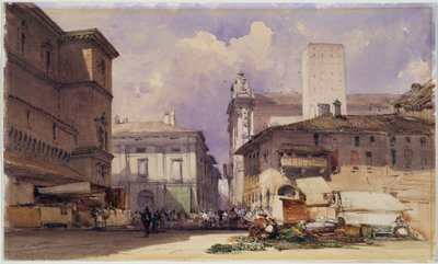 Via dell "Independenza Palazzo Comunalen kanssa, Bologna, 1892 tekijältä William Callow