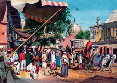 Katu Jami Masjidin takana, Delhissä, Intiassa, 1857. tekijältä William Carpenter