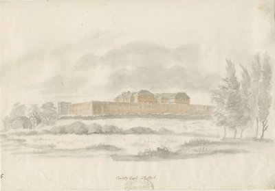 Stafford - Shire Hall: arkkitehdin mustepiirustus (sävytetty), nd [c 1798] (piirustus) tekijältä William Carter