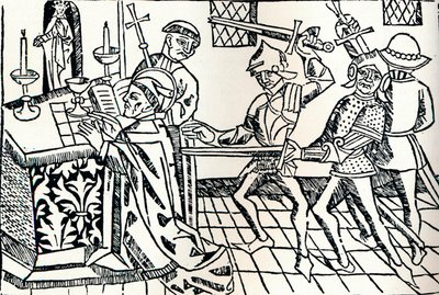 Pyhän Thomas of Canterburyn marttyyrikuolema, v.1484 tekijältä William Caxton