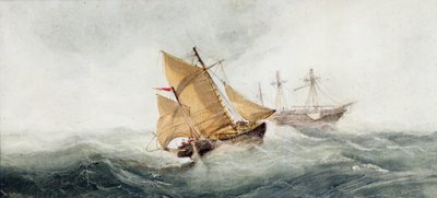 Lähestymme hylkyä, 1837 (wc ja guassi paperille) tekijältä Clarkson Frederick Stanfield