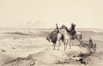Florence Nightingale ja Mr Bracebridge Cathcarts-kukkulalla näköalalla Sebastopoliin tekijältä William Crimea Simpson
