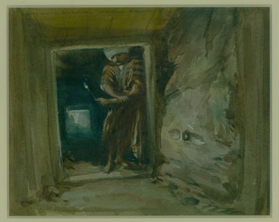 Galleria Golden Gatewayn alla, Jerusalem, 1871 (wc ja kynä paperille) tekijältä William Crimea Simpson