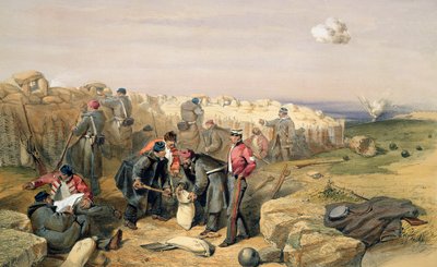 Russian Rifle Pit (nykyisin brittiläinen), levy elokuvasta "The Seat of War in the East", julkaisija Colnaghi and Co., 1856 tekijältä William Crimea Simpson