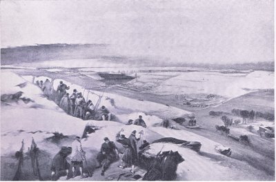 Sevastopol Ranskan hyökkäyksen äärioikeistosta, kuvitus brittiläisistä taisteluista maalla ja merellä, 1915 tekijältä William Crimea Simpson