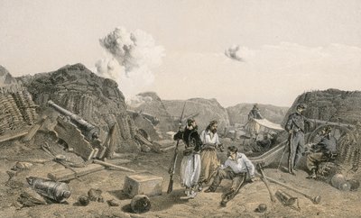 Luonnos Mamelon Vertin sisätiloissa etelään katsoen tekijältä William Crimea Simpson