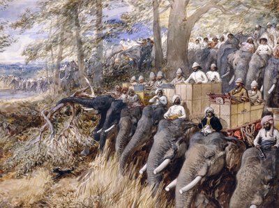 Walesin prinssi Terailla lyömässä viidakkoa Sir Jung Bahadur Ranan kanssa, 1876 tekijältä William Crimea Simpson