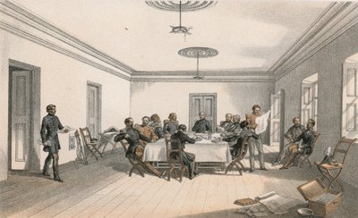 Lord Raglanin päämajan sisätilat, sotaneuvosto tekijältä William Crimea Simpson