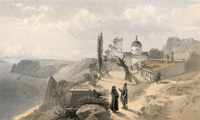 Pyhän Yrjön luostari ja Cape Fiolente, katsoen länteen tekijältä William Crimea Simpson