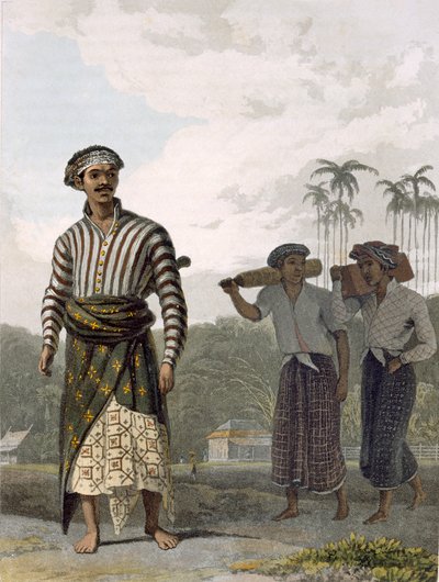 Madurese of the Rank of Mantu, levy 7 Thomas Stamford Rafflesin (1781-1826) julkaisun The History of Java osasta I, pub. 1817 (akvatinta) tekijältä William Daniell