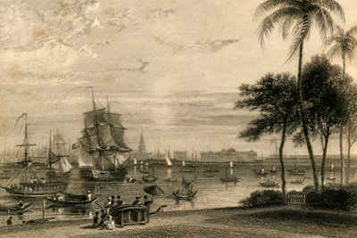 Kalkutta, puutarhatalon ulottuvilta, 1835. tekijältä William Daniell