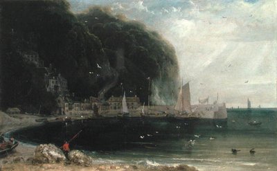Clovelly Bristolin kanaalissa, noin 1813 (öljy kankaalle). tekijältä William Daniell