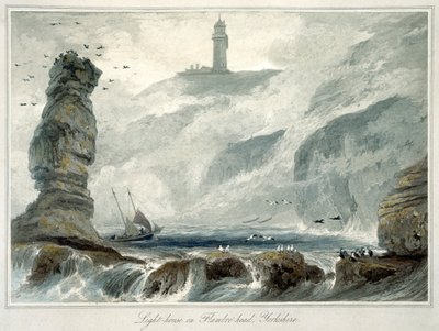 "Lighthouse on Flamborough Head", Yorkshire, 1822 tekijältä William Daniell