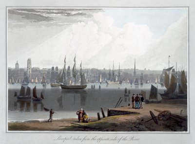 "Liverpool, otettu joen toiselta puolelta", 1815 tekijältä William Daniell