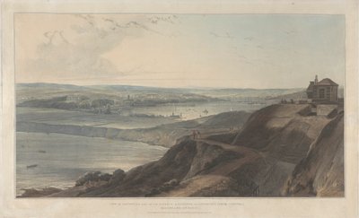 Näkymä kaupunkiin ja osa Falmouthin satamaa Pendennis Castle, Cornwall tekijältä William Daniell