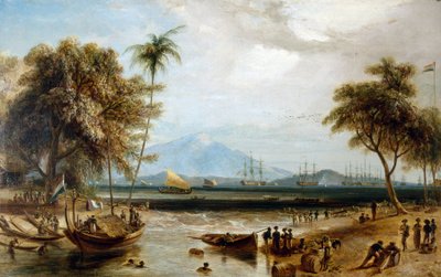 Anjer Pointin vesipiste Jaavan saarella (Indonesia). tekijältä William Daniell