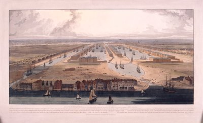 West India Docks, Poplar, Lontoo, 1802 tekijältä William Daniell