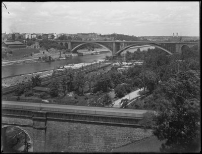 Washington Bridge, High Bridge ja Washington Heights katsottuna Bronxista, 19. heinäkuuta 1914 tekijältä William Davis Hassler