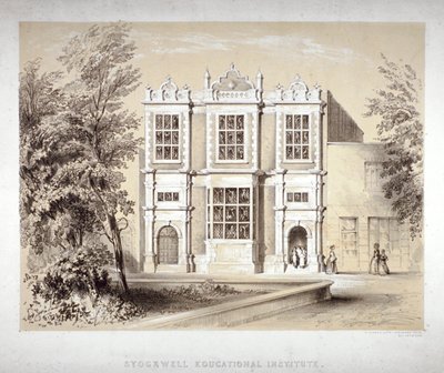 Stockwell Educational Institute, Stockwell, Lambeth, Lontoo, c1860 tekijältä William Dickes