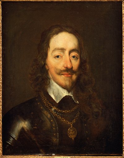 Muotokuva kuningas Kaarle I:stä, jolla on haarniska ja sukkanauharitarikunnan kollaasi tekijältä William Dobson