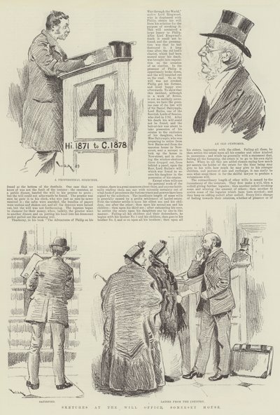 Luonnoksia testamenttitoimistossa, Somerset Housessa tekijältä William Douglas Almond