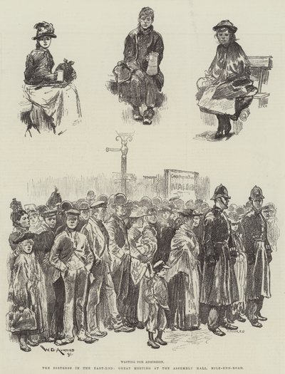 Hätä itäpäässä, suuri kokous konventtisalissa, Mile-End-tie tekijältä William Douglas Almond