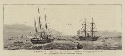 HMS Enchantress lähtee Portsmouthin satamasta tekijältä William Edward Atkins