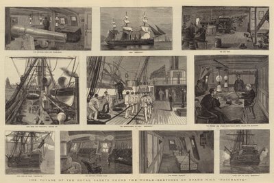 Kuninkaallisten kadettien matka maailman ympäri, luonnoksia HMS Bacchanten laivalla tekijältä William Edward Atkins