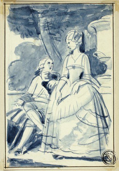 Mies ja nainen 1700-luvun mekossa tekijältä William Edward Frost