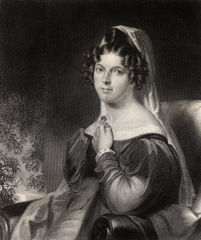 Felicia Dorothea Hemans, kaiverrettu W.Holl, National Portrait Gallery, Volume 1, julkaistu noin 1820 tekijältä William Edward West