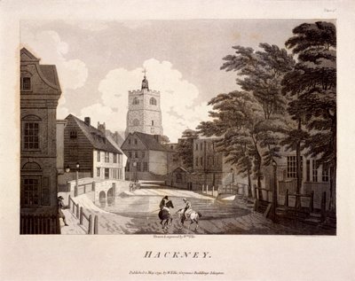 Yleiskuva Hackneysta, Lontoosta, 1791 tekijältä William Ellis