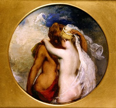 Nymfi ja satyyri (öljy paneelissa) (katso myös 352441) tekijältä William Etty