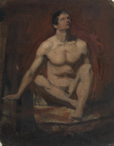 Istuva alaston mies, näkymä edestä tekijältä William Etty