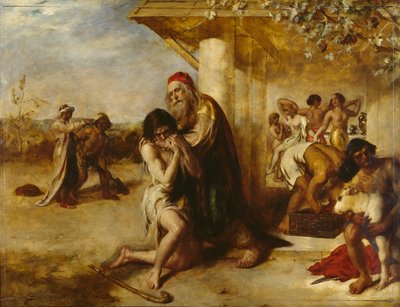 Katuvan tuhlaajapojan paluu isänsä luo, ennen vuotta 1841 tekijältä William Etty