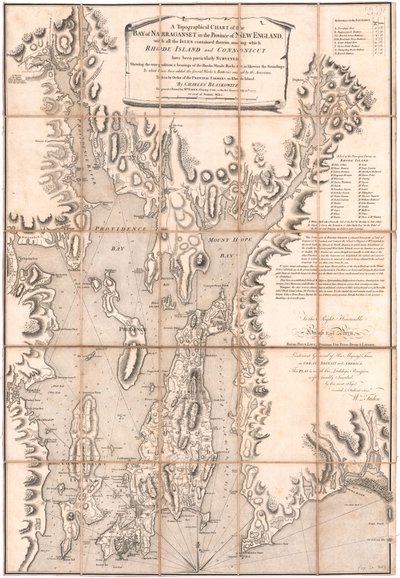 Blaskewitzin Rhode Islandin topografinen kartta tekijältä William Faden