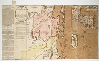 Kartta Jukatanin osasta tai Hondurasin lahden itärannikon siitä osasta, joka on osoitettu Isolle-Britannialle tukkipuun hakkuuta varten Espanjan kanssa 14. heinäkuuta 1786 allekirjoitetun sopimuksen mukaisesti. Bay Manin toimesta. tekijältä William Faden