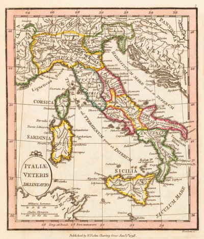Muinainen Italia. Kartta. tekijältä William Faden