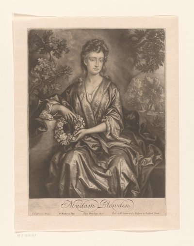 Muotokuva Sarah Chicheley Madam Plowden (otsikko esineessä) tekijältä William Faithorne (I)