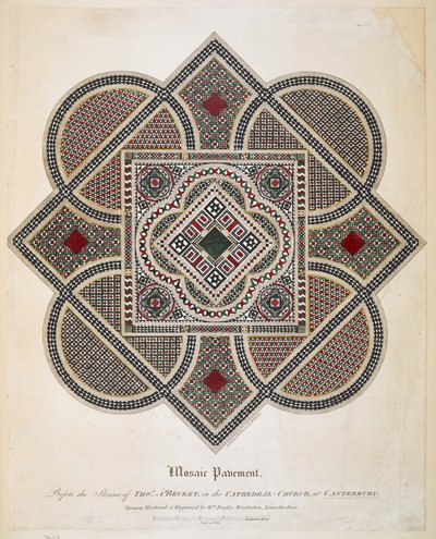 Mosaiikkipäällyste ennen Thomas A Becketin pyhäköä Canterburyn katedraalikirkossa tekijältä William Fowler