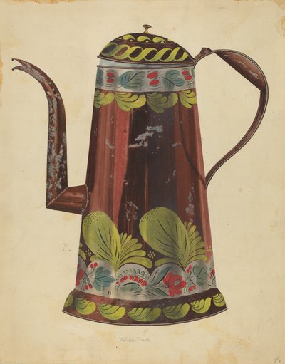 Toleware Tin Coffee Pot, c. 1937. tekijältä William Frank