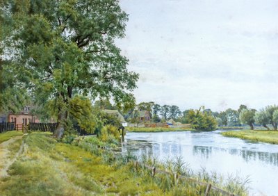 Ouse-joen varrella Hemingford Greyssä, ja kartano kaukana siitä tekijältä William Fraser Garden