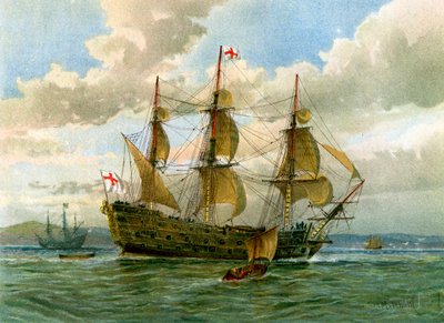 Kuninkaallisen laivaston taistelulaiva, c1650 c1890-c1893. tekijältä William Frederick Mitchell