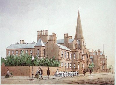 Orphan Boys Asylum, William Gavin Herdmanin ja A. Pickeringin julkaisemasta "Modern Liverpool Illustrated", julkaistu 1864 (värilitrokuva). tekijältä William Gavin Herdman