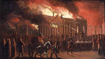 Liverpoolin kaupungintalon palaminen vuonna 1795 (öljy paperille asetettu kankaalle) tekijältä William Gavin Herdman