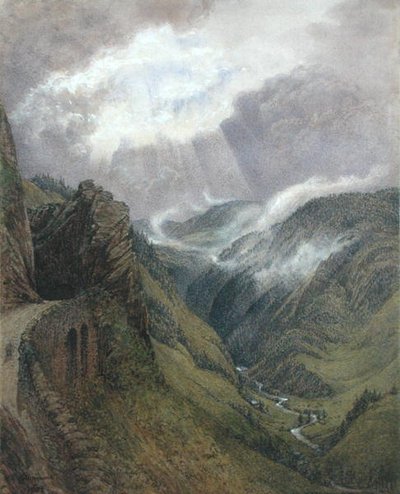 Ruskinin vanhalla tiellä Morezin ja Les Roussesin välillä Jurassa tekijältä William Gersham Collingwood