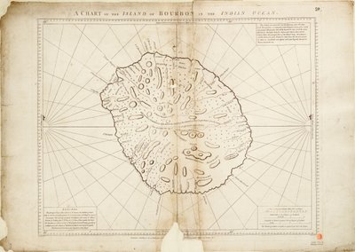 Intian valtameressä sijaitsevan Bourbonin saaren kartta. tekijältä William Gilbert