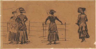 Naisten opintoja puiston kaiteella tekijältä William Glackens