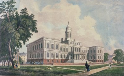 Kaupungintalo, kaiverrettu, painanut ja värittänyt I. Hill, 1826 tekijältä William Guy Wall