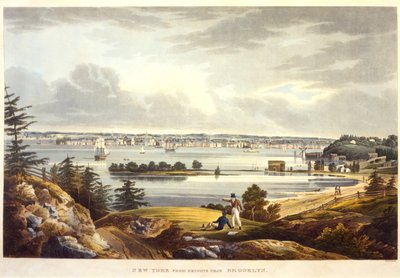 New York Heightsista lähellä Brooklynia, kaivertanut John Hill, päivätty (akvatinta) tekijältä William Guy Wall